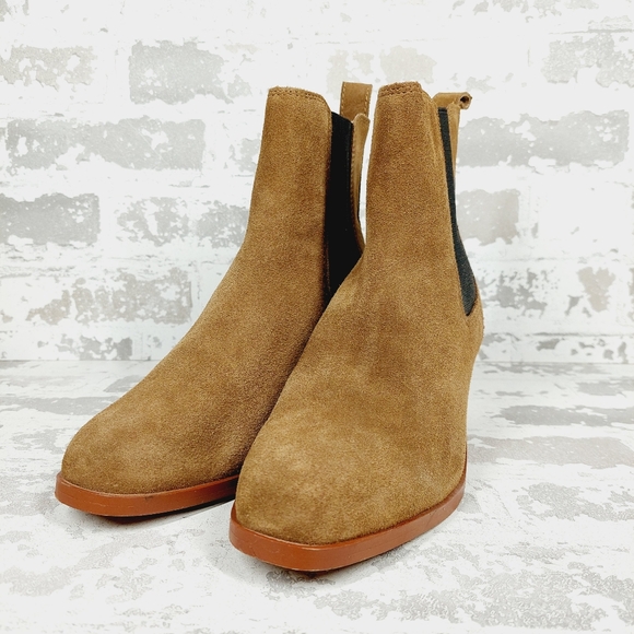 New Steve Madden Rhiannon Tan Suede Block Heel Ankle Boots O735 - Picture 2 of 11